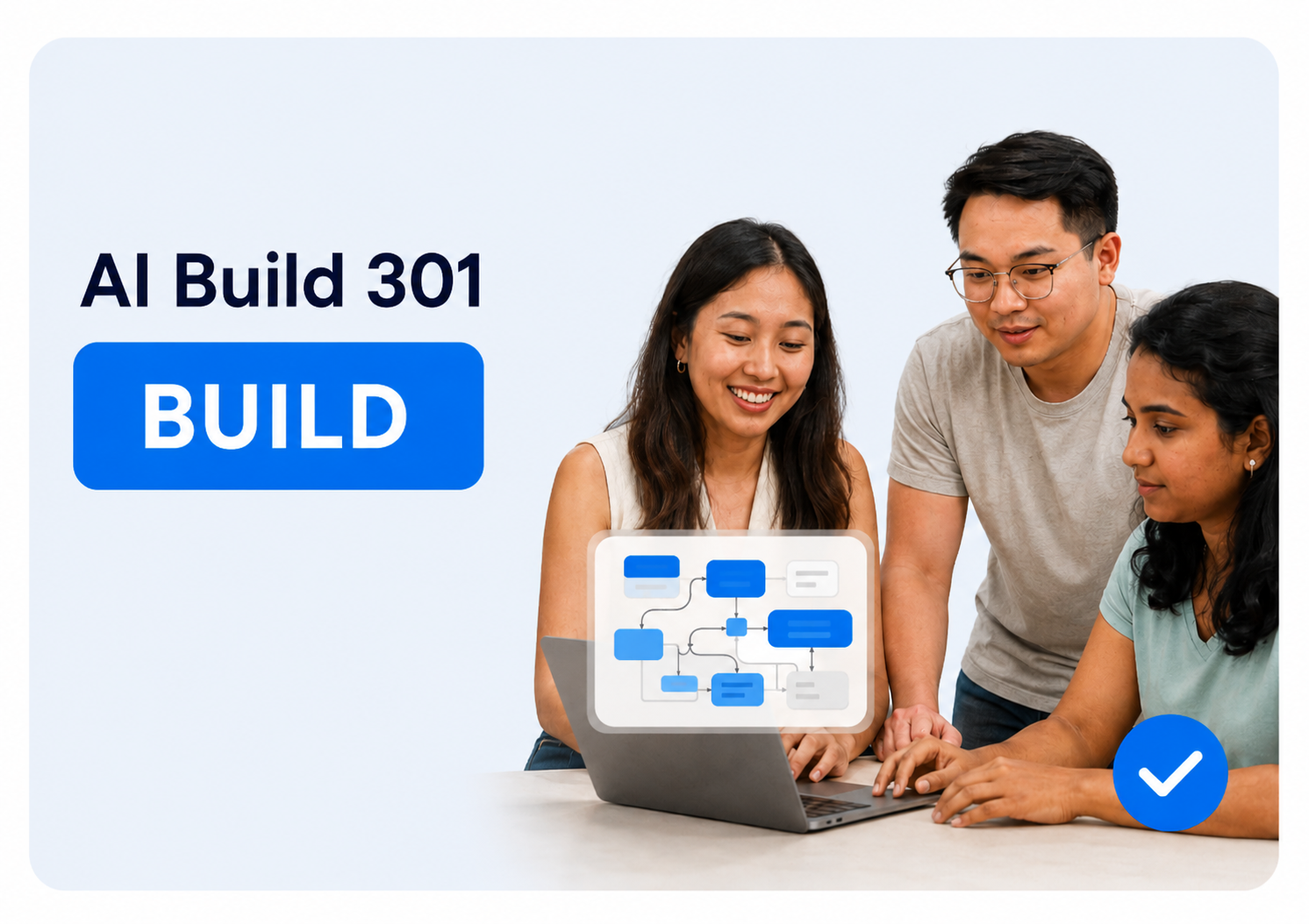 A thumbnail for AI301 learning pathway. building blocks stacked on one another